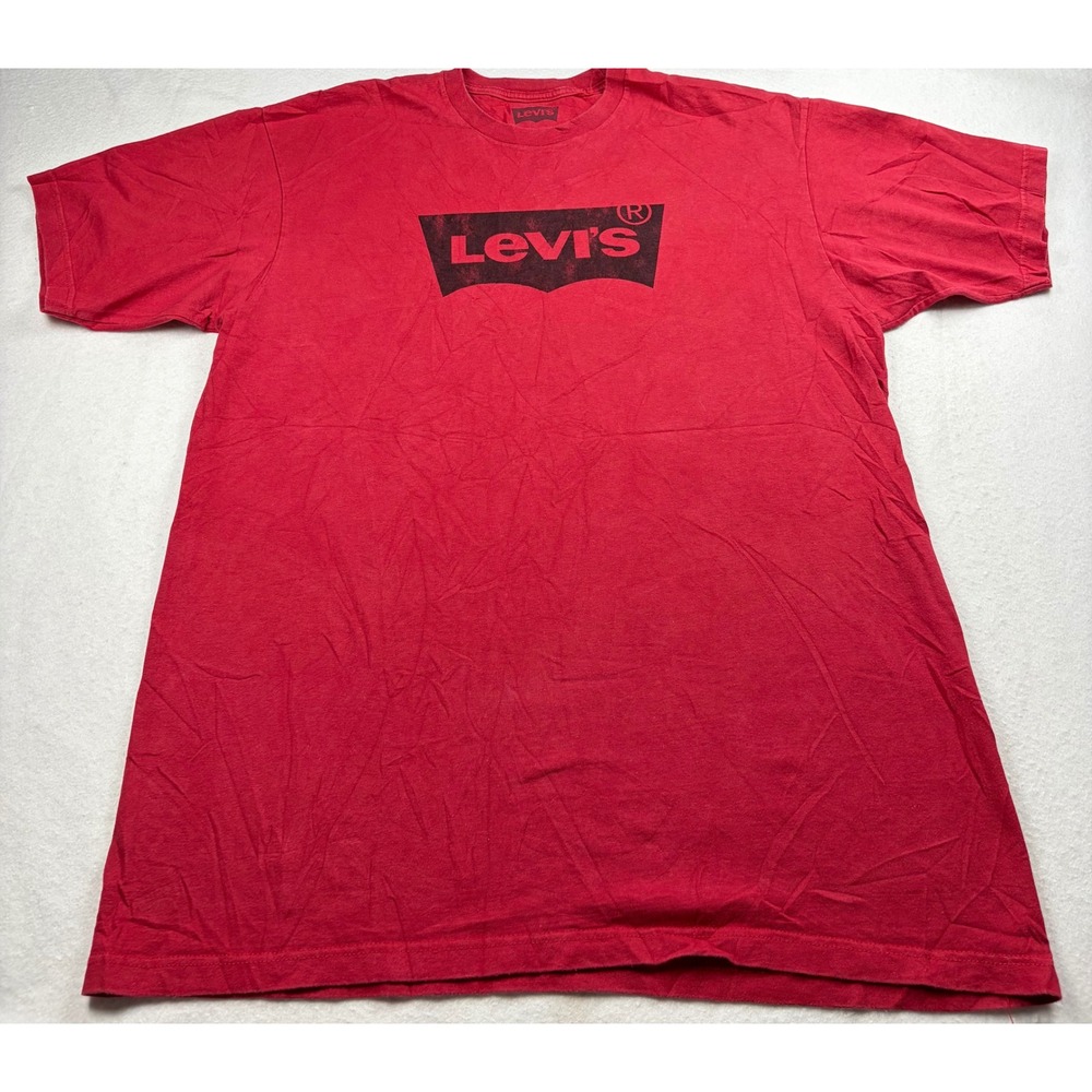 Levis Mens Graphic T-Shirt Red Batwing Logo Short Sleeve Cotton Tee XL